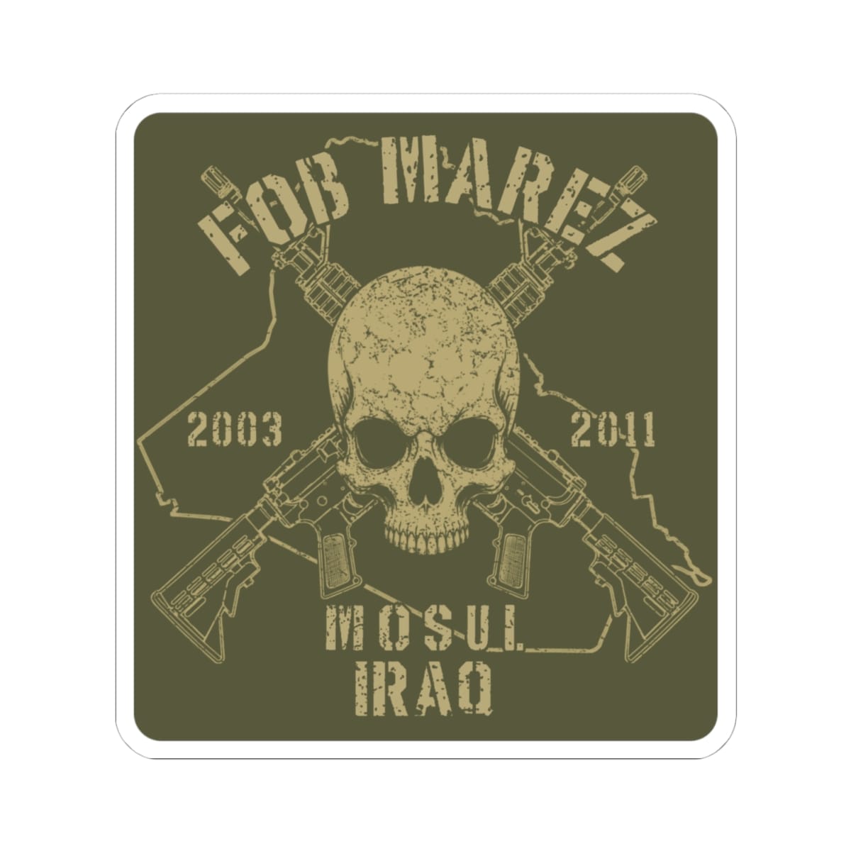 K-Factor Supply Co FOB Marez - Skull & Carbines Sticker 4" × 4"