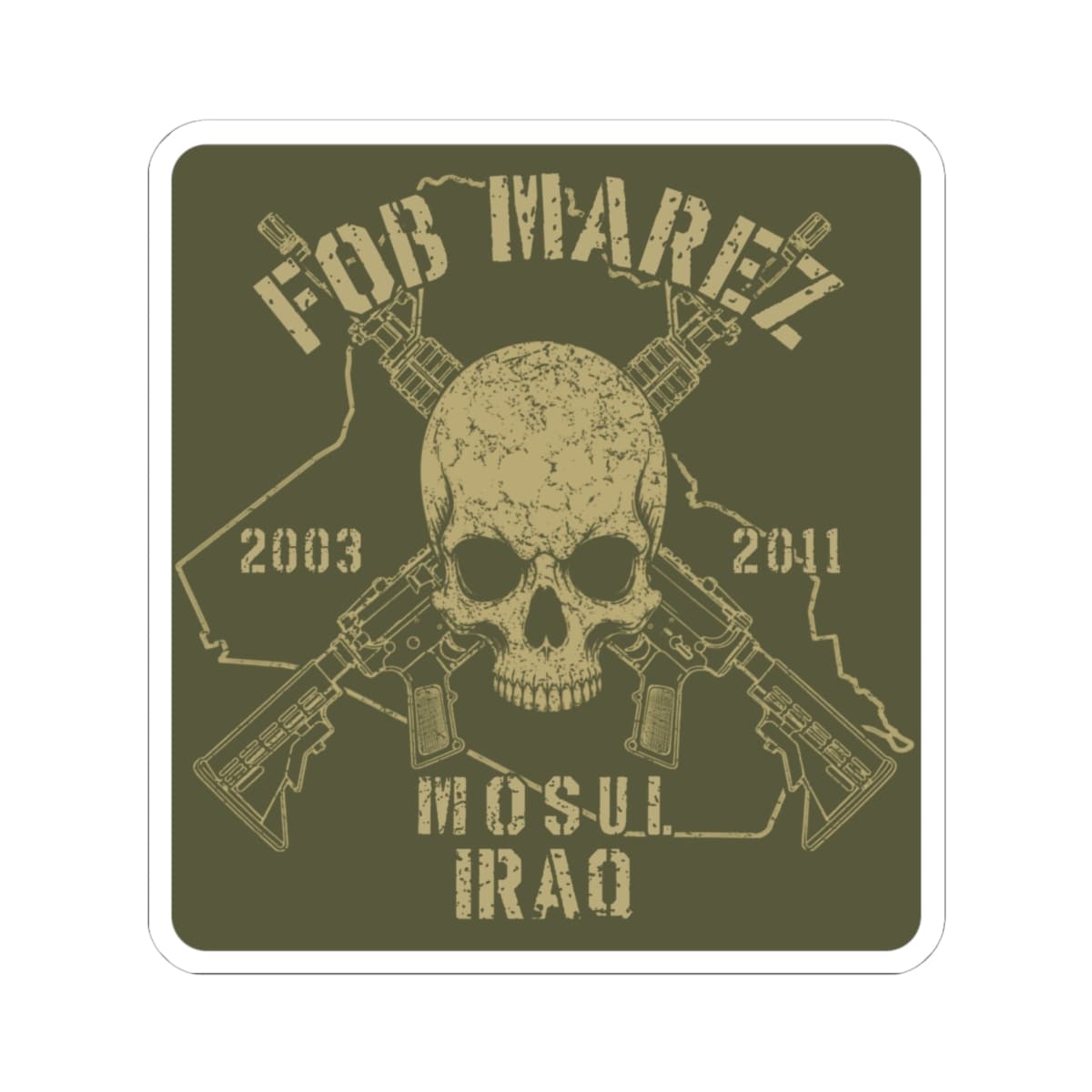 K-Factor Supply Co FOB Marez - Skull & Carbines Sticker 6" × 6"