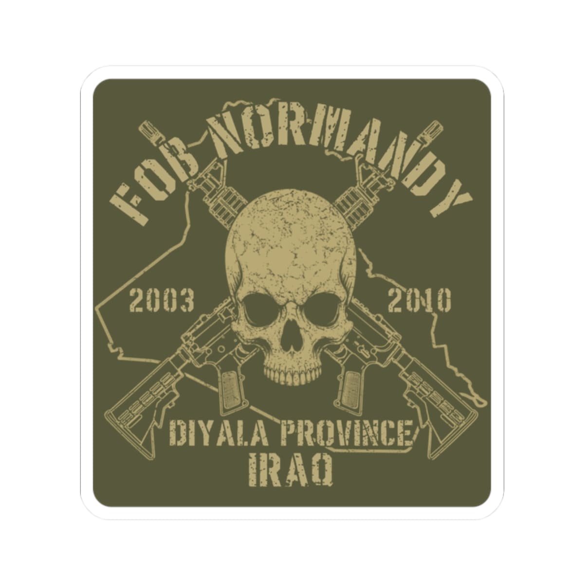 K-Factor Supply Co FOB Normandy - Skull & Carbines Sticker 2" × 2"
