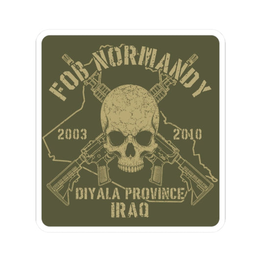 K-Factor Supply Co FOB Normandy - Skull & Carbines Sticker 2" × 2"