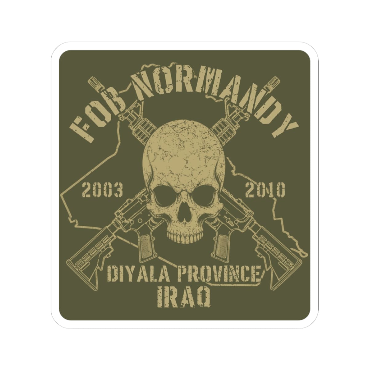 K-Factor Supply Co FOB Normandy - Skull & Carbines Sticker 3" × 3"