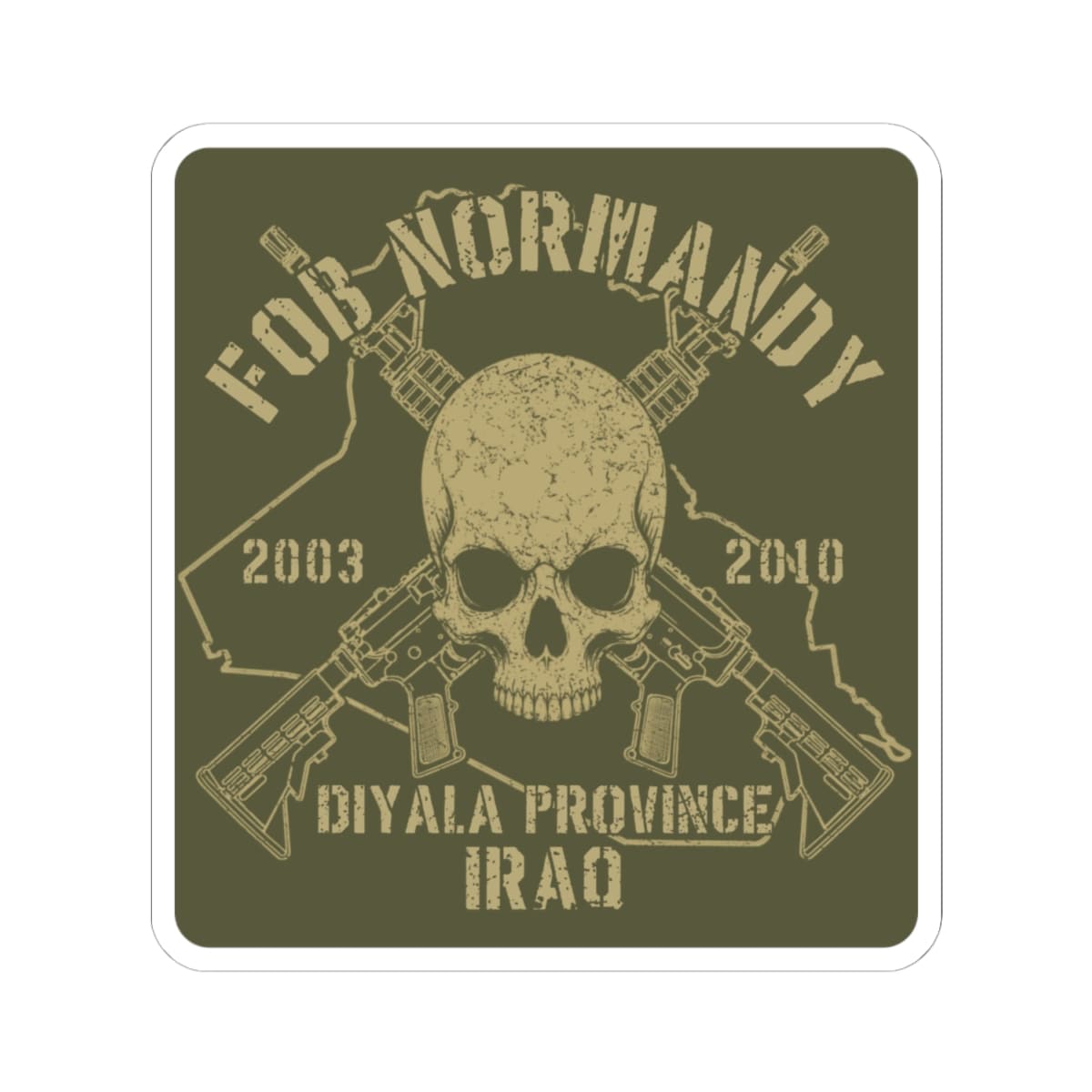 K-Factor Supply Co FOB Normandy - Skull & Carbines Sticker 4" × 4"