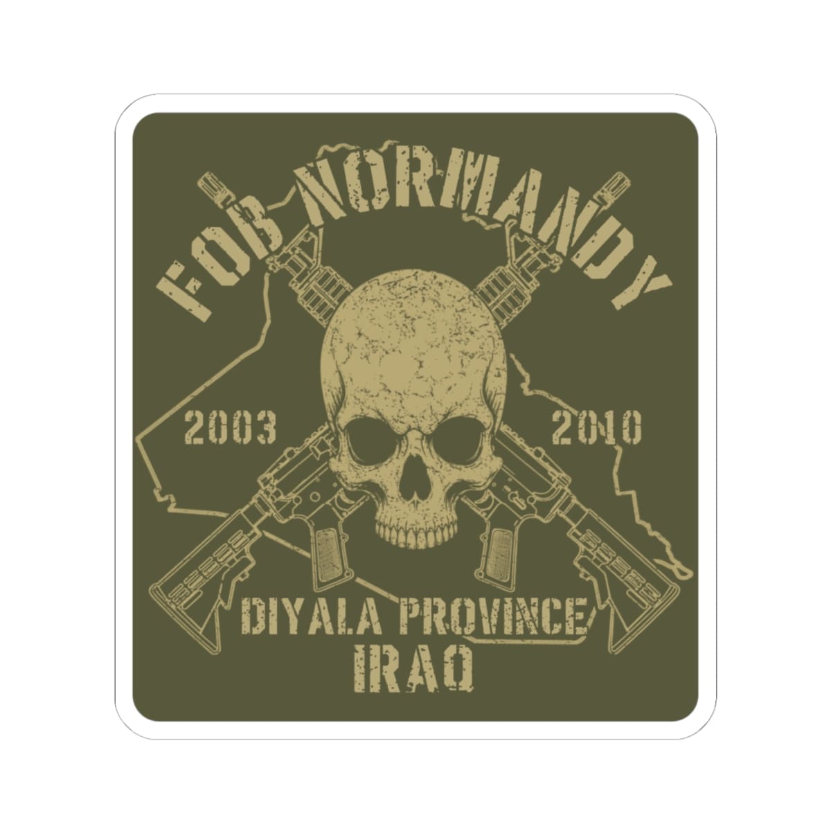 K-Factor Supply Co FOB Normandy - Skull & Carbines Sticker 6" × 6"