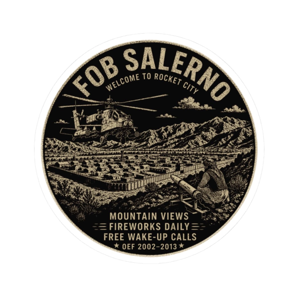 K-Factor Supply Co FOB Salerno Rocket City Sticker 2" × 2"