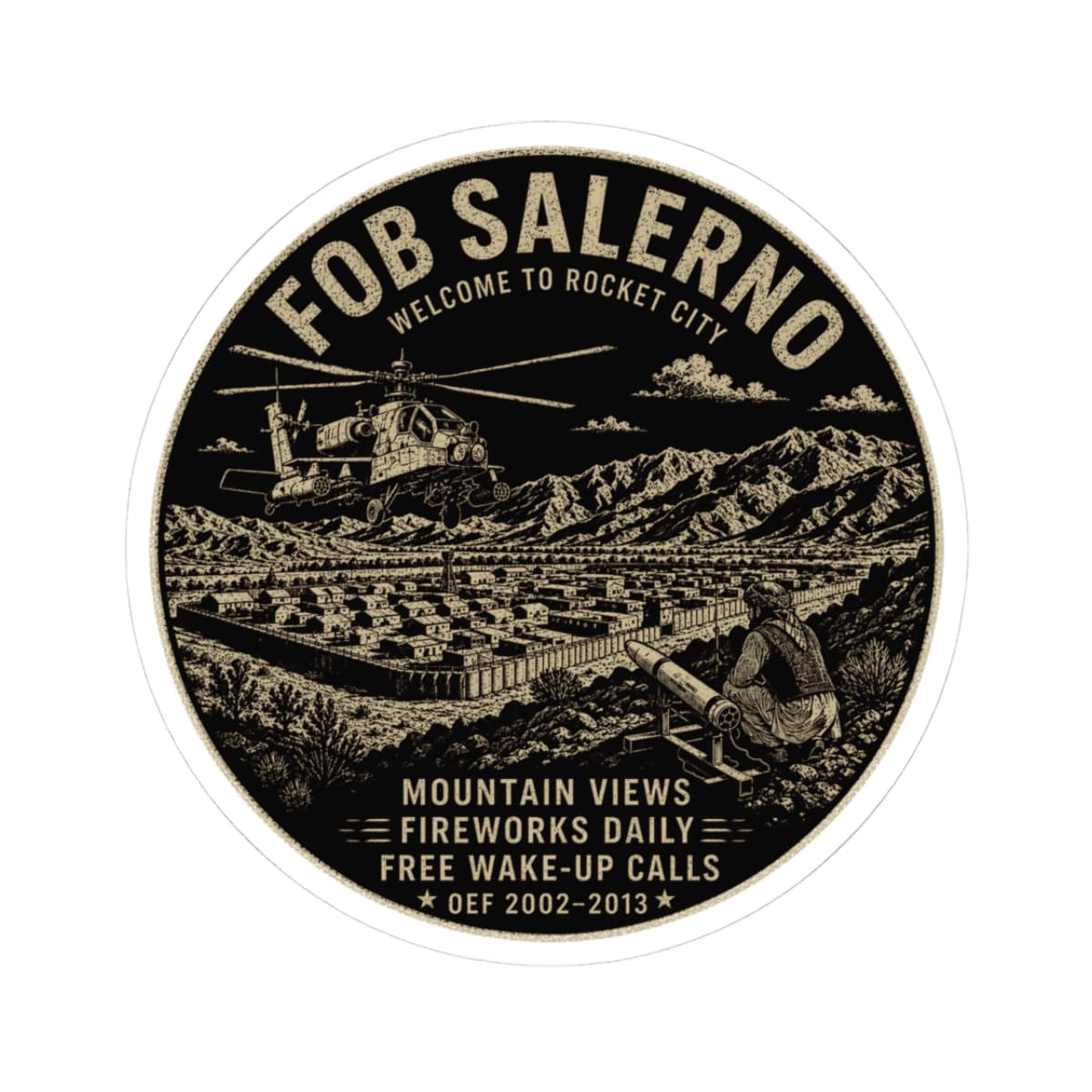 K-Factor Supply Co FOB Salerno Rocket City Sticker 3" × 3"