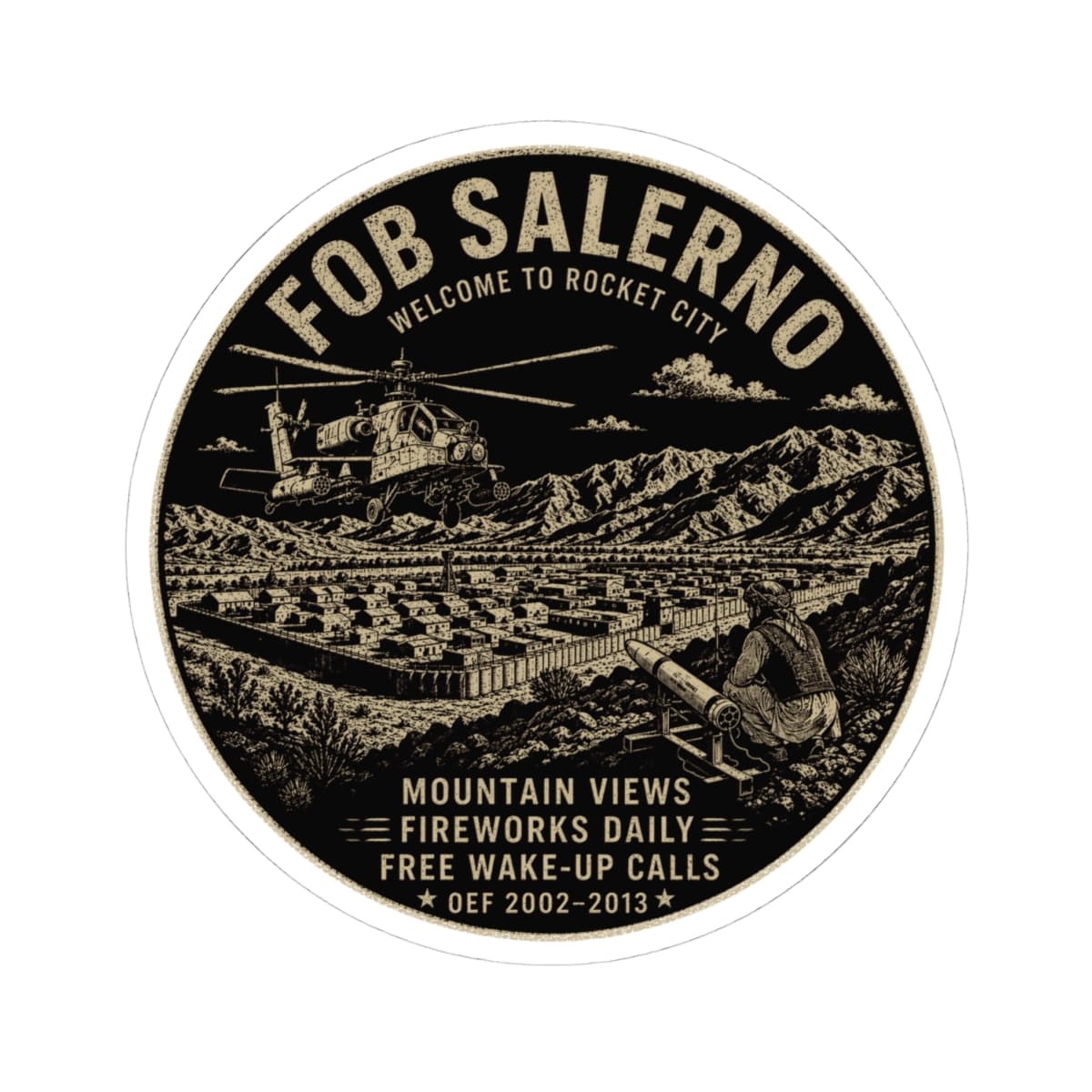 K-Factor Supply Co FOB Salerno Rocket City Sticker 4" × 4"
