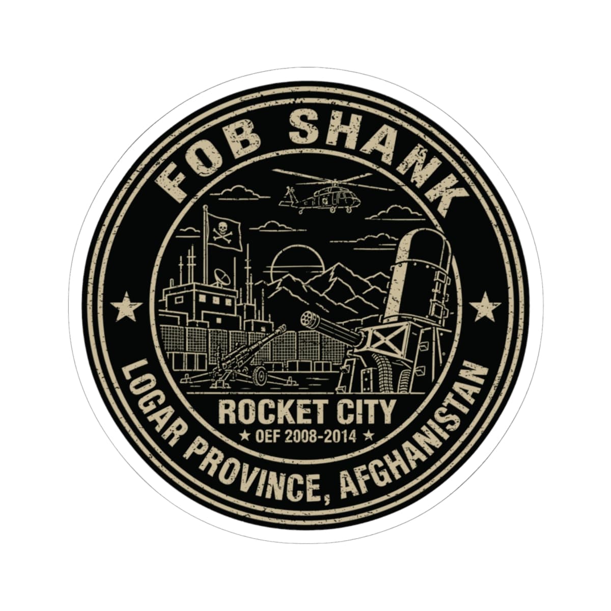 K-Factor Supply Co FOB Shank Icon Mk 2 Sticker 6" × 6" / White