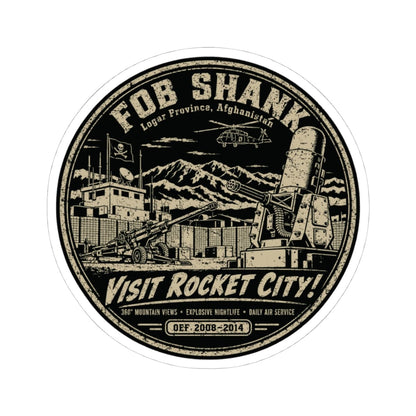 K-Factor Supply Co FOB Shank Rocket City Sticker 4" × 4" / White