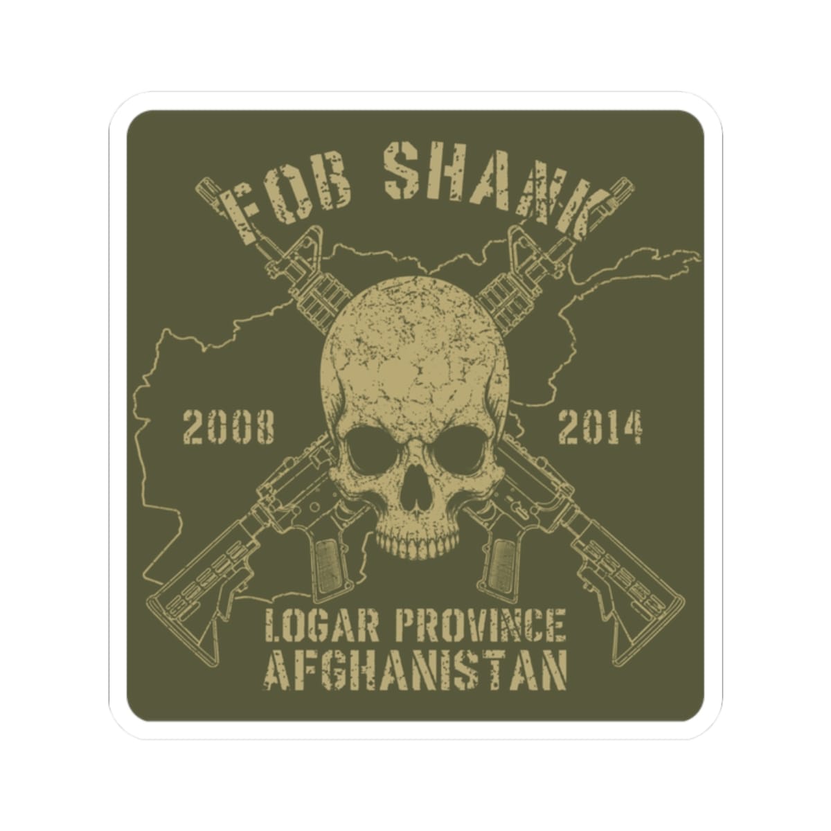 K-Factor Supply Co FOB Shank - Skull & Carbines Sticker 2" × 2"