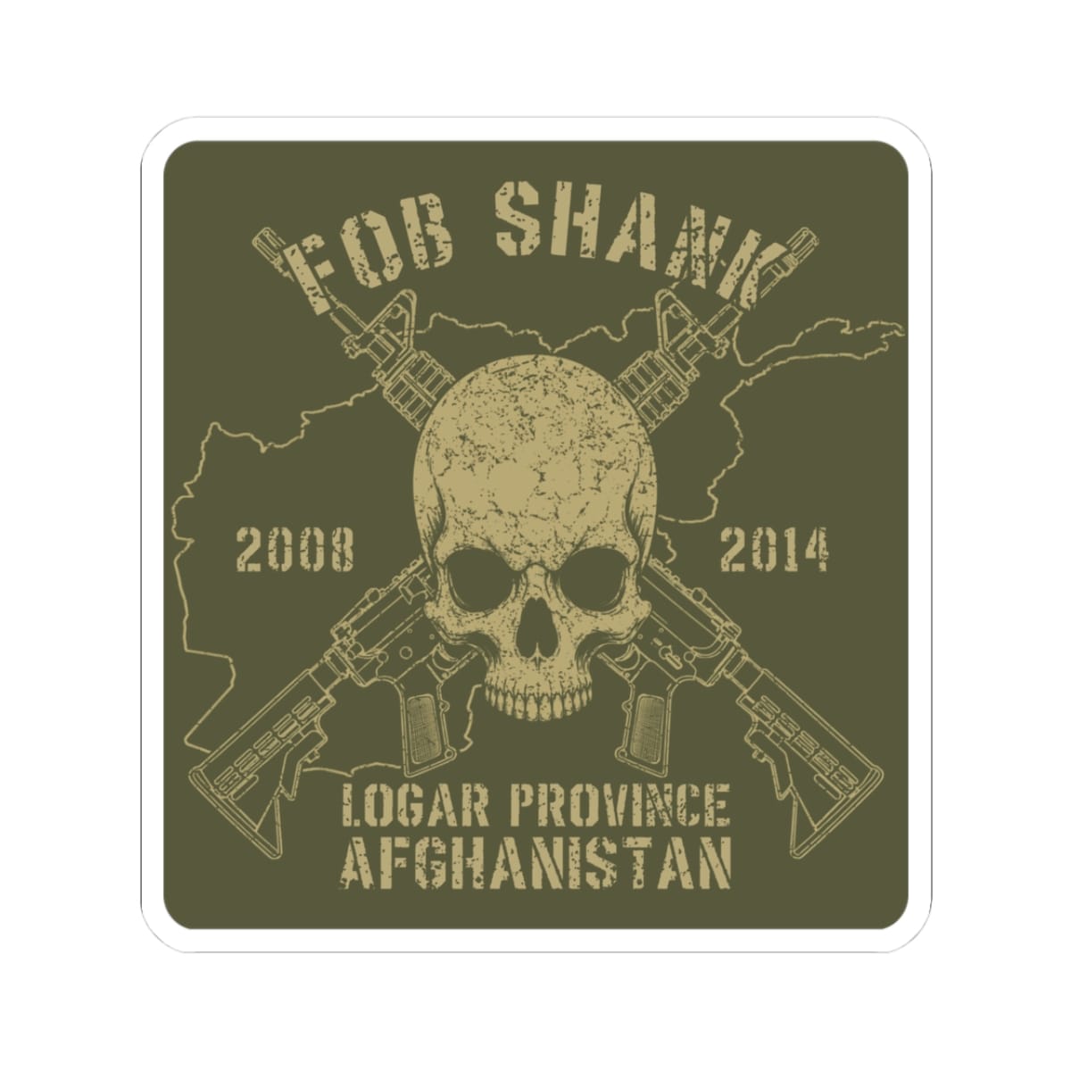 K-Factor Supply Co FOB Shank - Skull & Carbines Sticker 3" × 3"