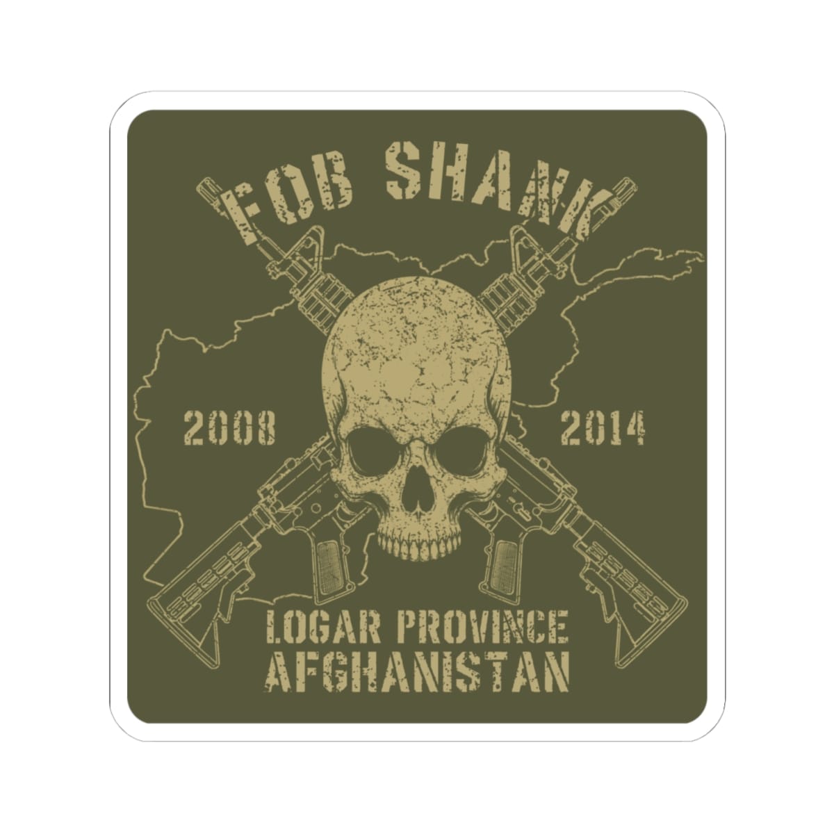 K-Factor Supply Co FOB Shank - Skull & Carbines Sticker 4" × 4"