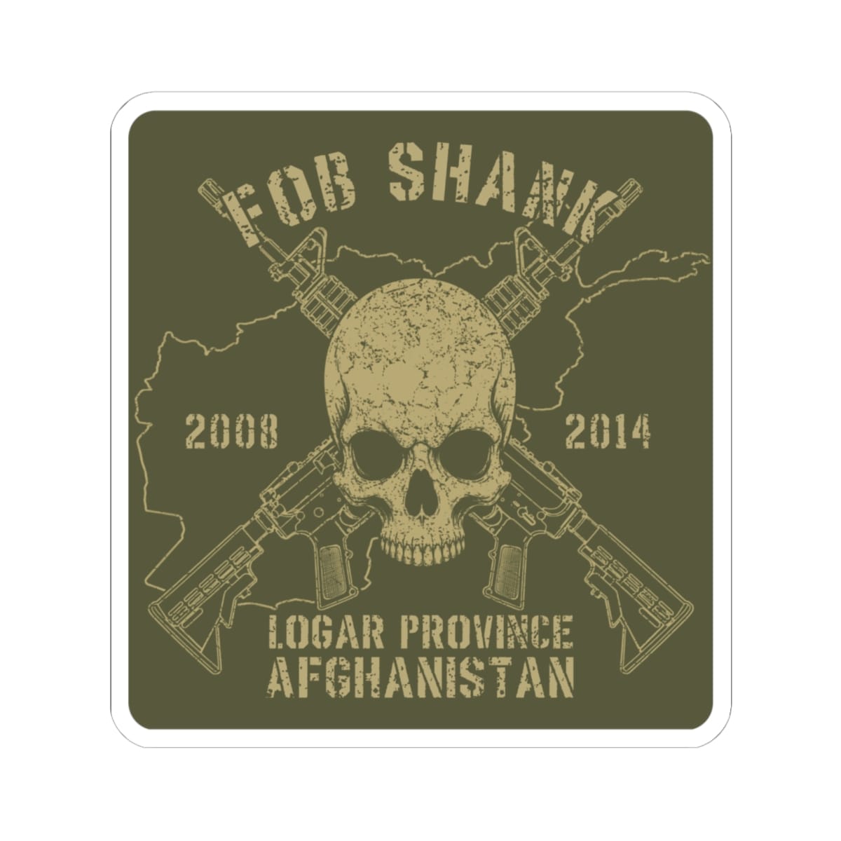 K-Factor Supply Co FOB Shank - Skull & Carbines Sticker 6" × 6"