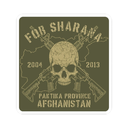 K-Factor Supply Co FOB Sharana - Skull & Carbines Sticker 2" × 2"