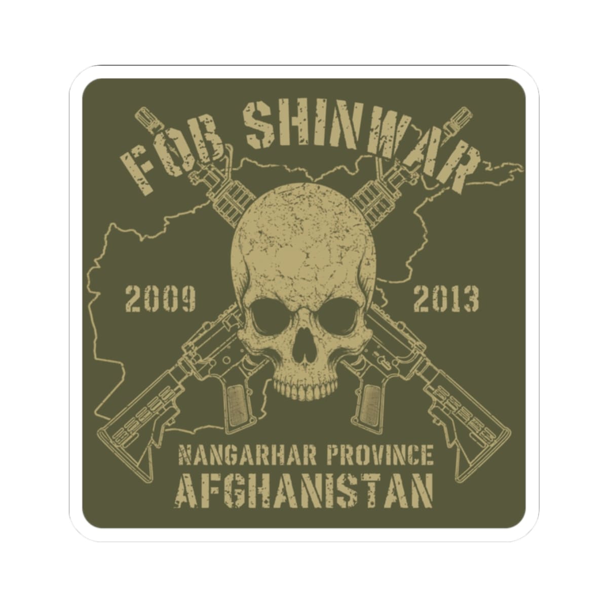 K-Factor Supply Co FOB Shinwar - Skull & Carbines Sticker 2" × 2"