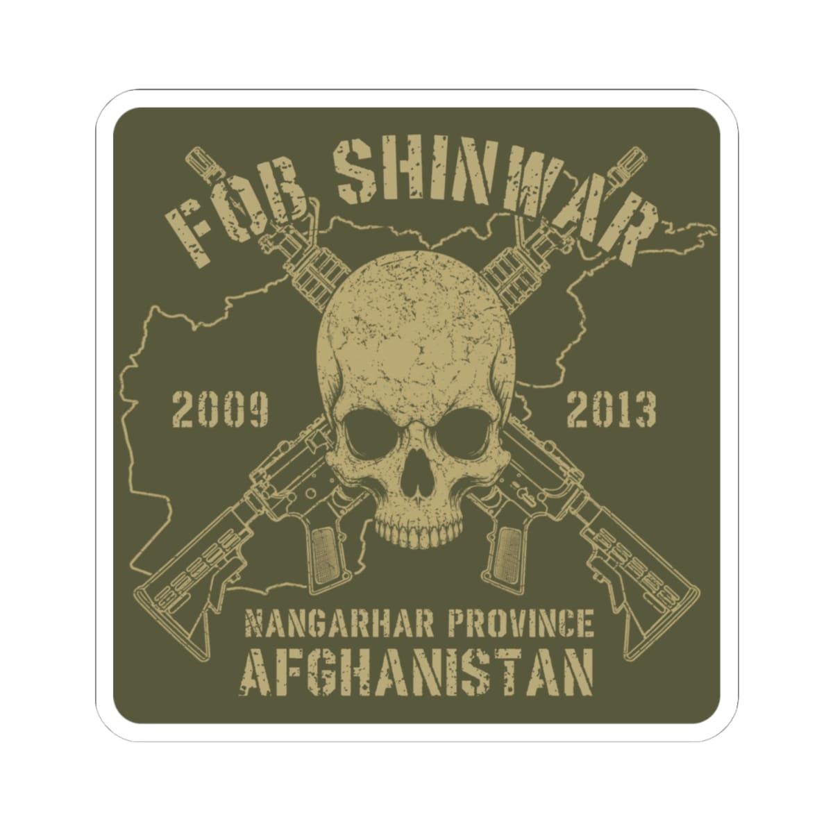 K-Factor Supply Co FOB Shinwar - Skull & Carbines Sticker 4" × 4"