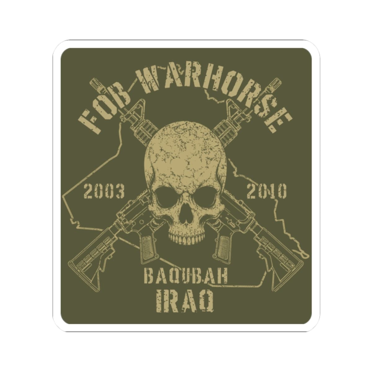 K-Factor Supply Co FOB Warhorse - Skull & Carbines Sticker 2" × 2"
