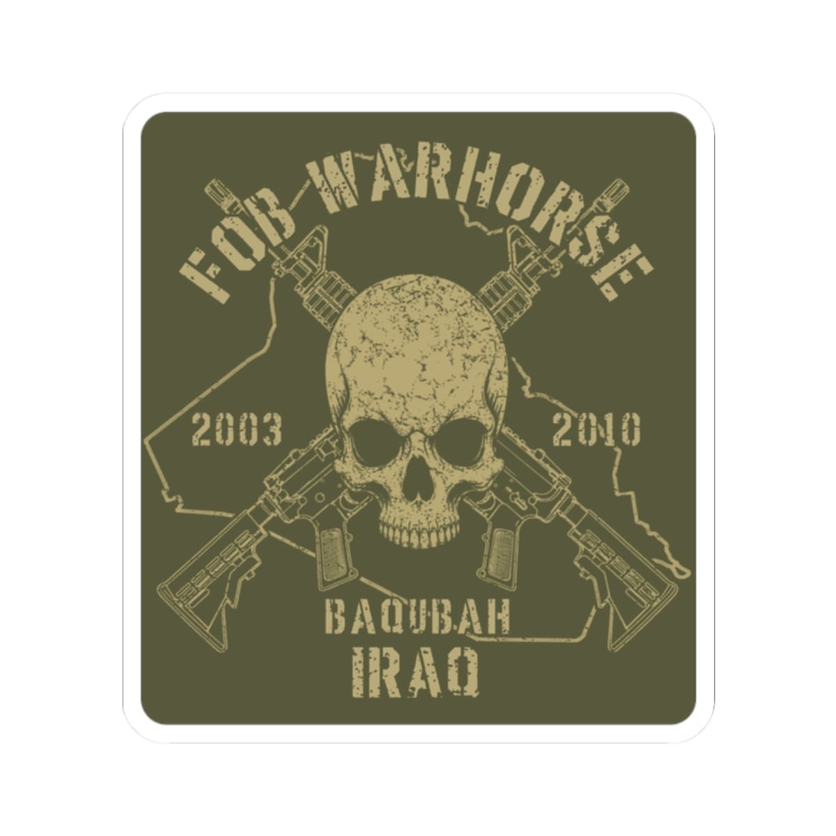 K-Factor Supply Co FOB Warhorse - Skull & Carbines Sticker 2" × 2"