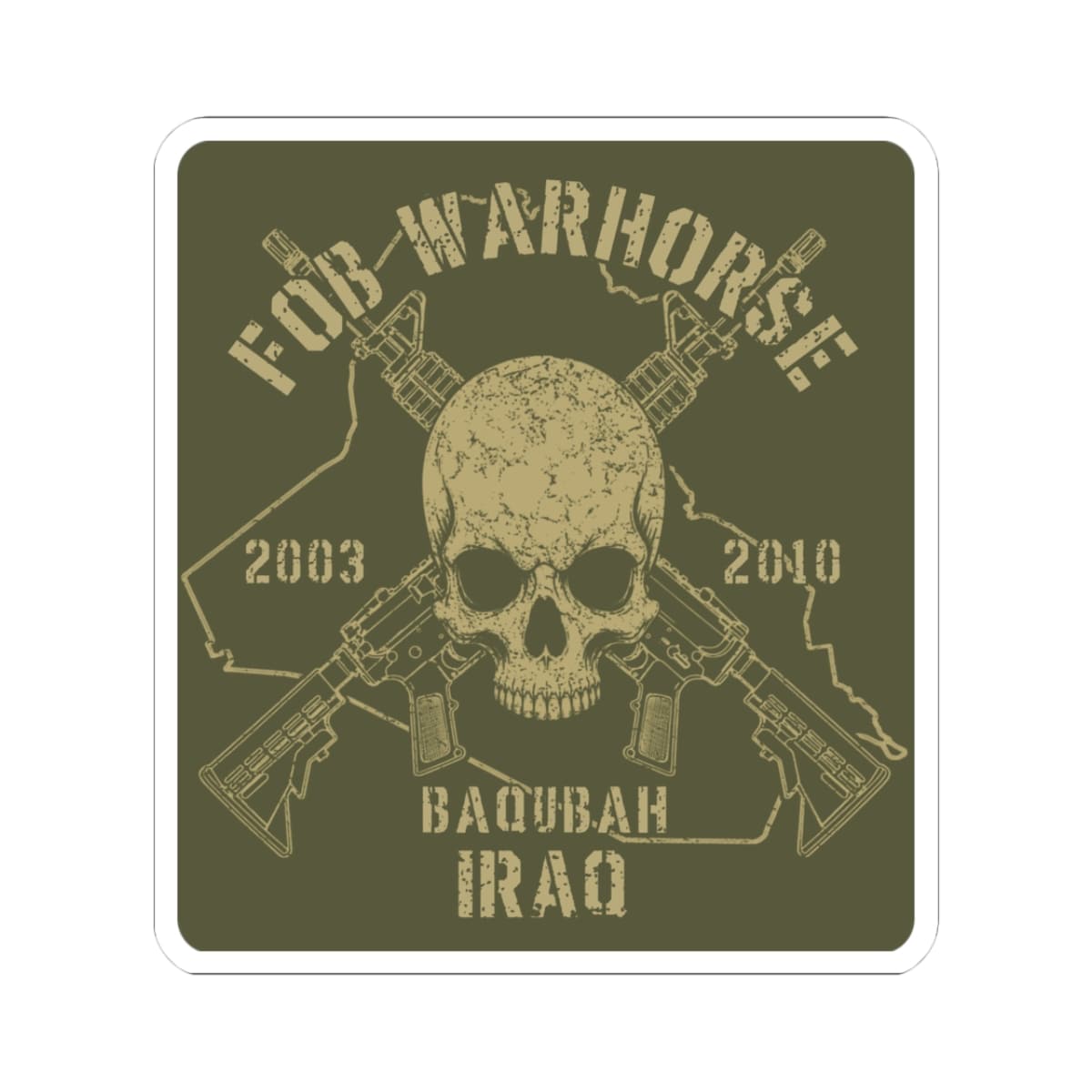 K-Factor Supply Co FOB Warhorse - Skull & Carbines Sticker 3" × 3"