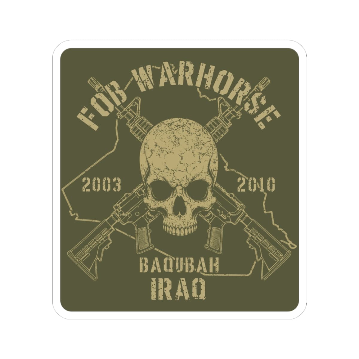 K-Factor Supply Co FOB Warhorse - Skull & Carbines Sticker 3" × 3"