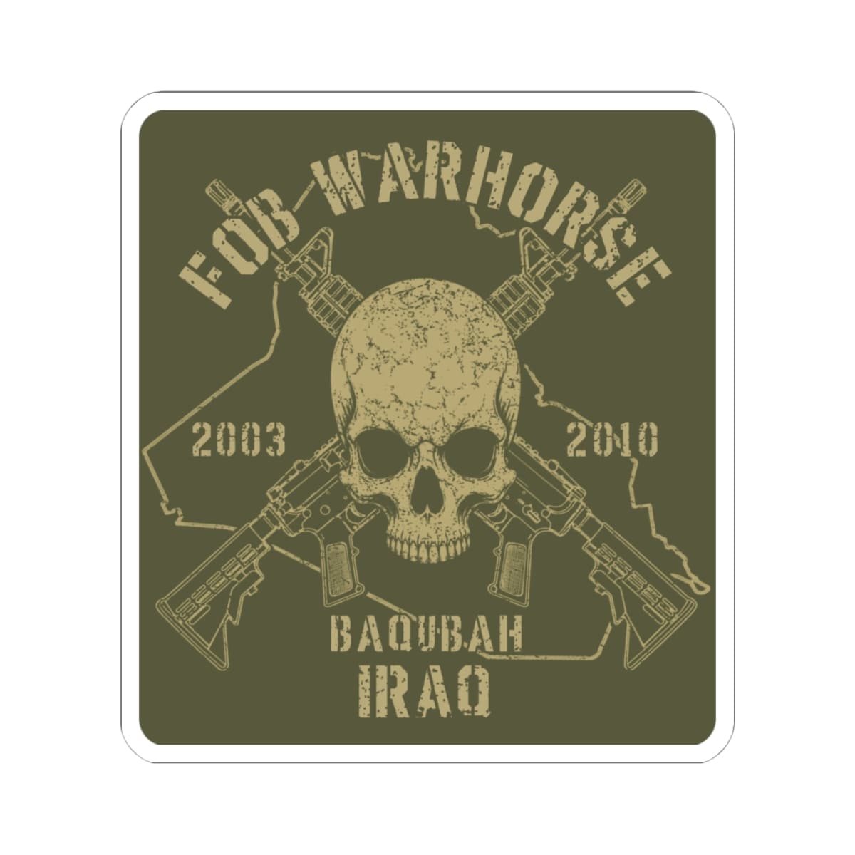 K-Factor Supply Co FOB Warhorse - Skull & Carbines Sticker 4" × 4"