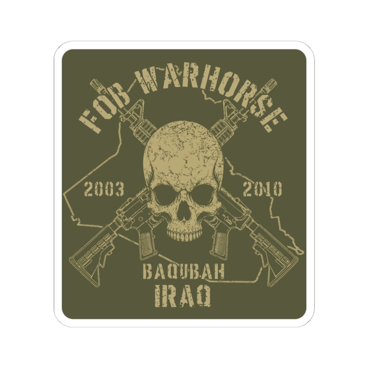 K-Factor Supply Co FOB Warhorse - Skull & Carbines Sticker 4" × 4"