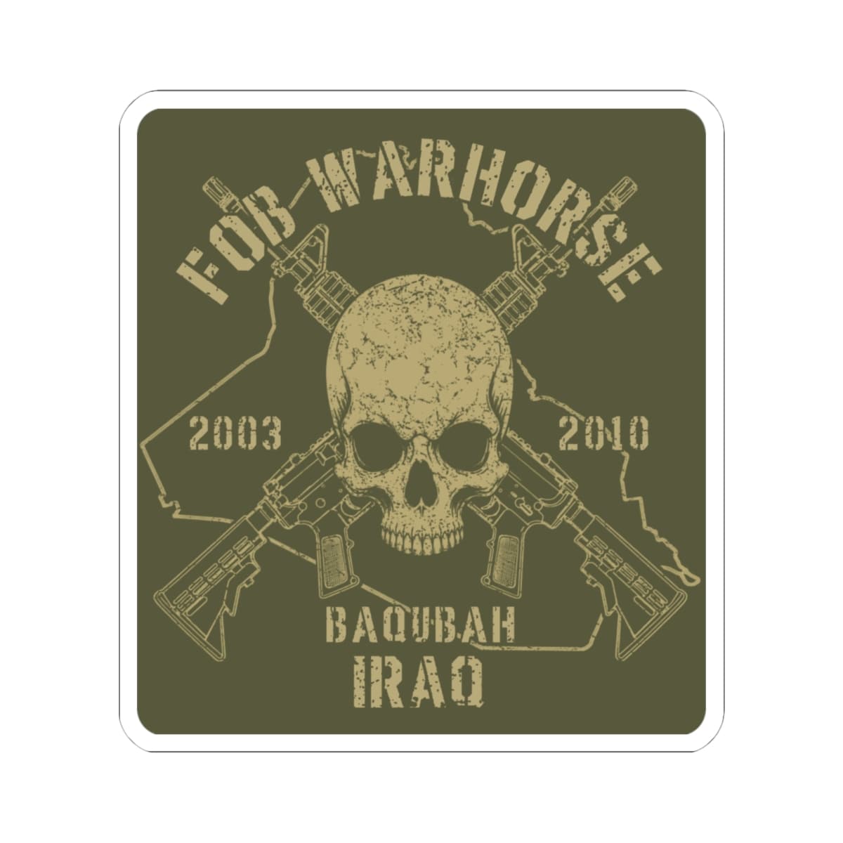 K-Factor Supply Co FOB Warhorse - Skull & Carbines Sticker 6" × 6"