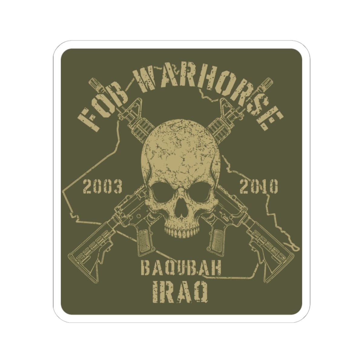 K-Factor Supply Co FOB Warhorse - Skull & Carbines Sticker 6" × 6"