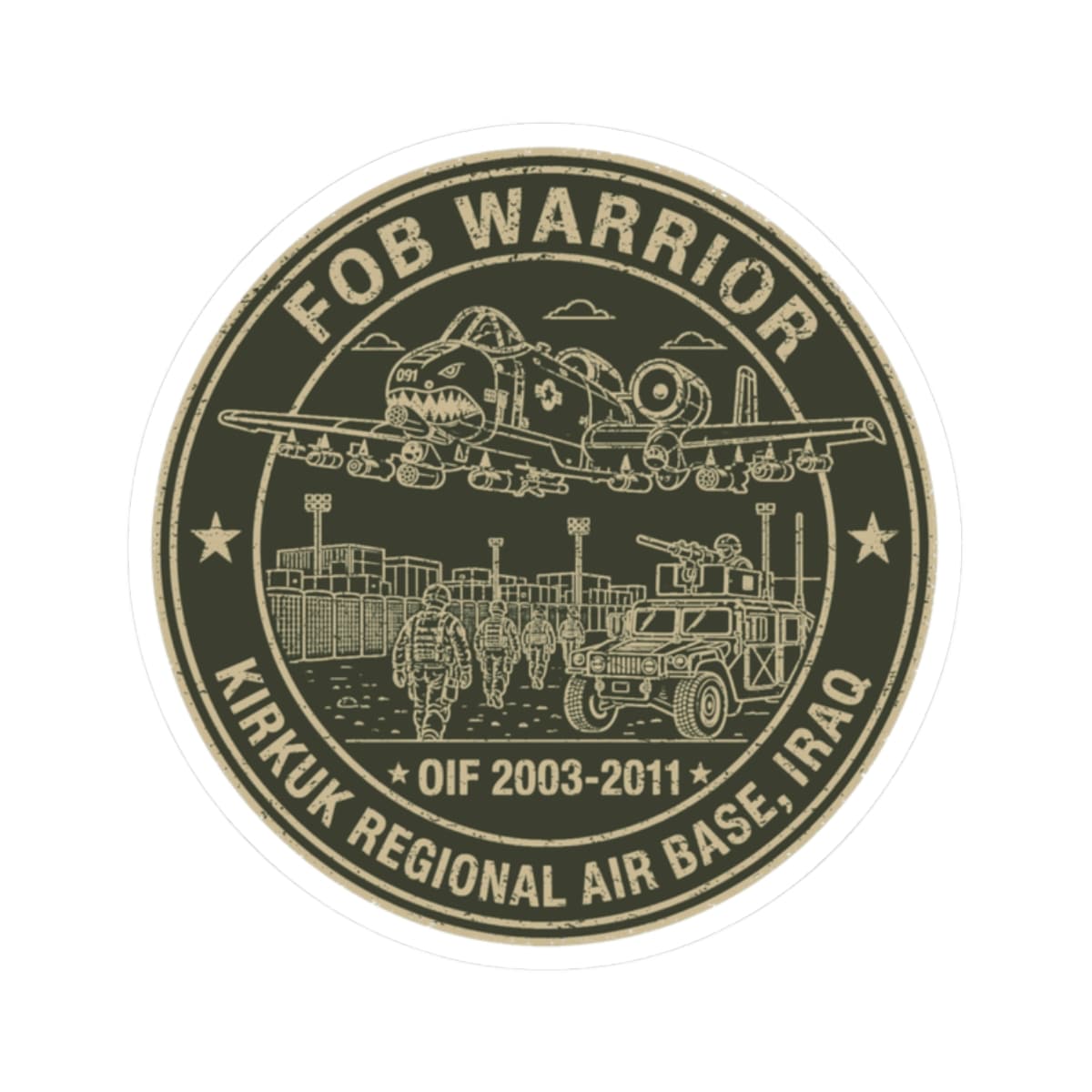 K-Factor Supply Co FOB Warrior (Kirkuk) Icon Mk 2 Sticker 2" × 2"