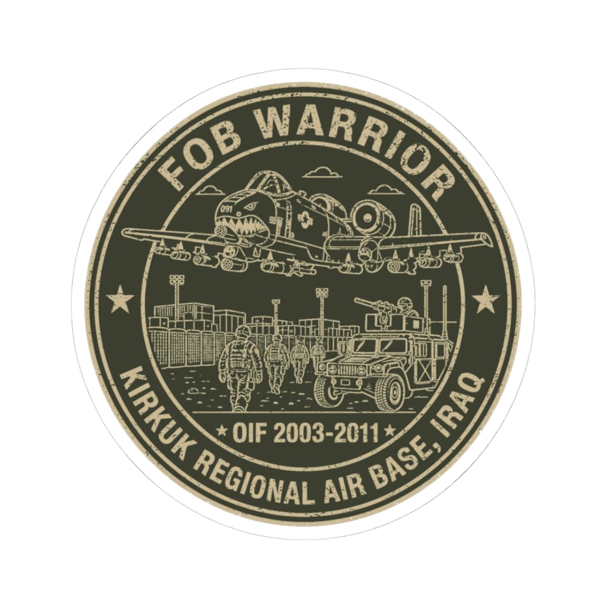 K-Factor Supply Co FOB Warrior (Kirkuk) Icon Mk 2 Sticker 3" × 3"