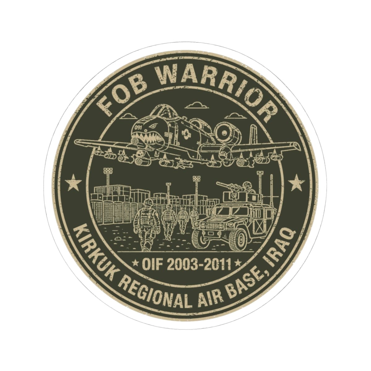 K-Factor Supply Co FOB Warrior (Kirkuk) Icon Mk 2 Sticker 4" × 4"