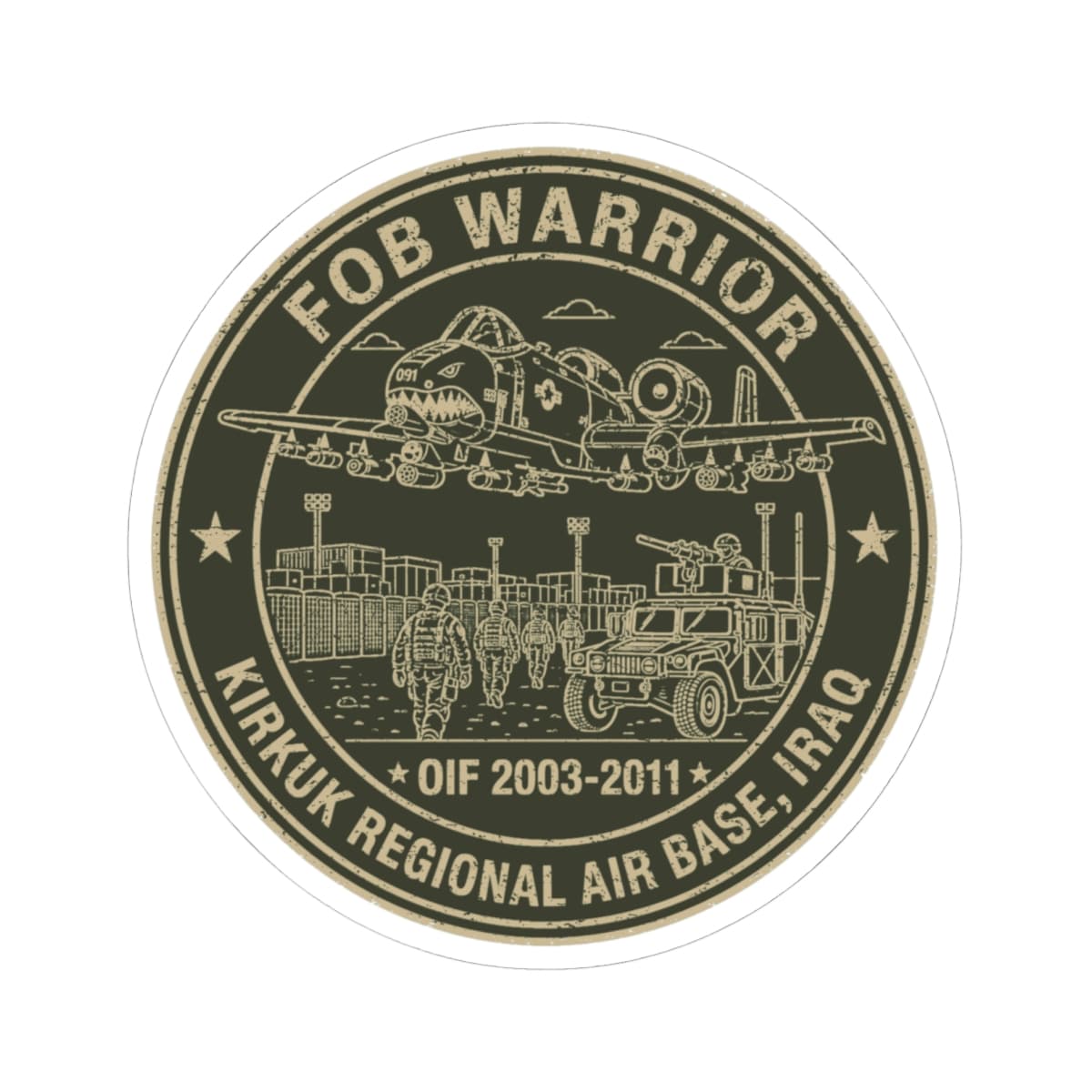 K-Factor Supply Co FOB Warrior (Kirkuk) Icon Mk 2 Sticker 6" × 6"