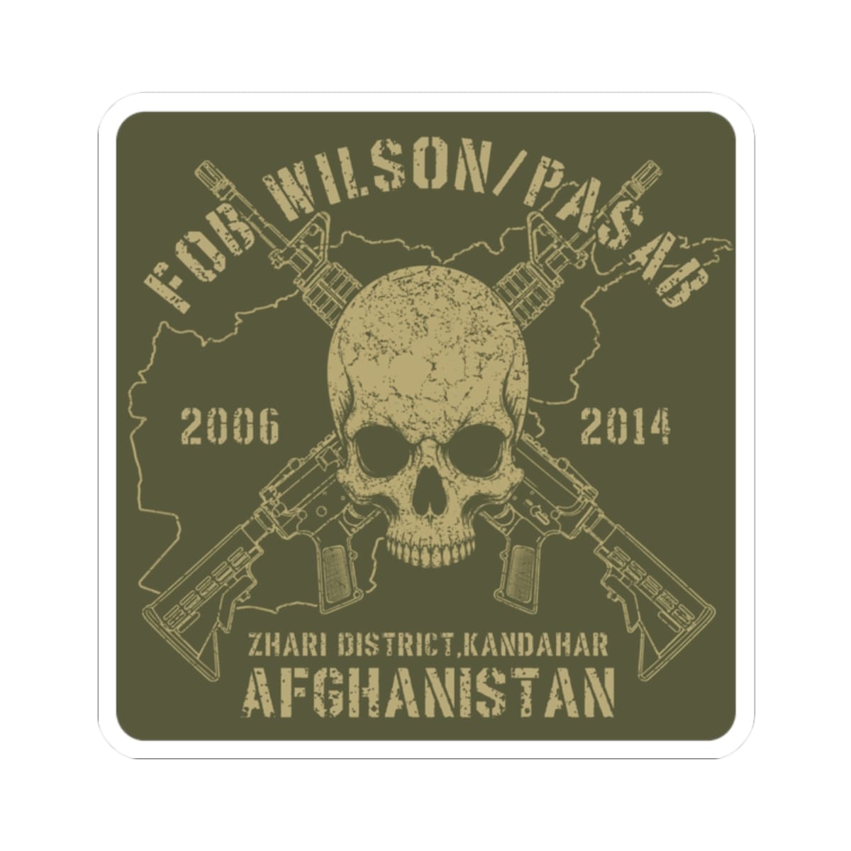 K-Factor Supply Co FOB Wilson - Skulls & Carbines Sticker 2" × 2"