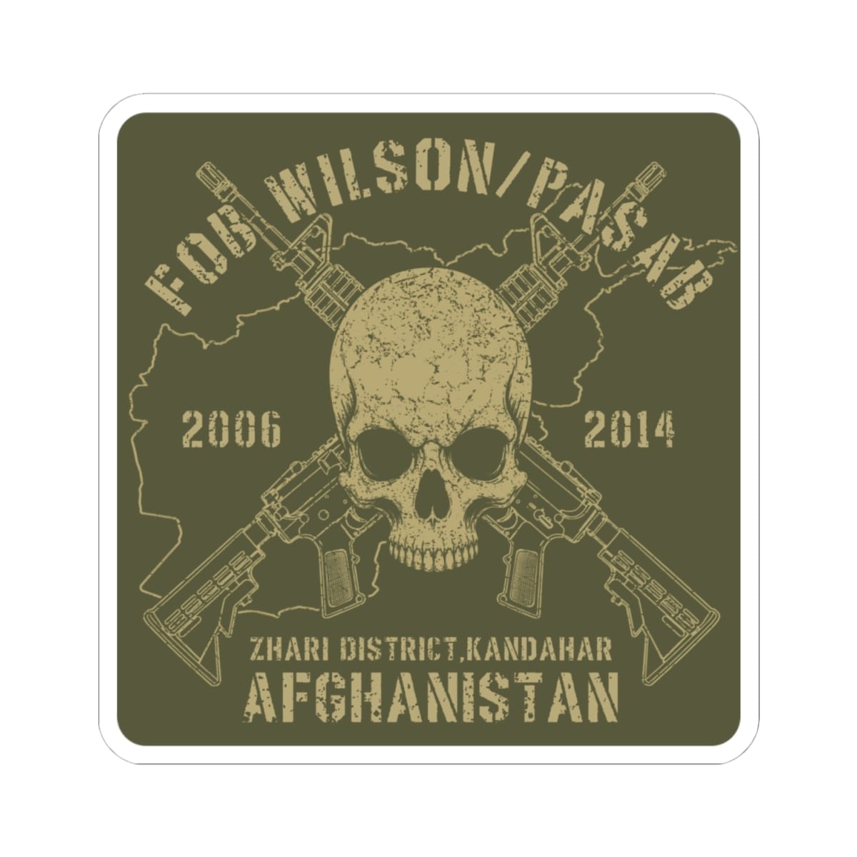 K-Factor Supply Co FOB Wilson - Skulls & Carbines Sticker 4" × 4"