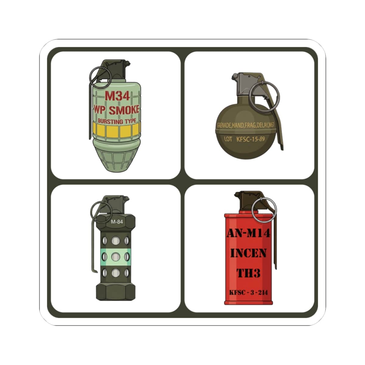 K-Factor Supply Co Grenade Sampler Sticker 3" × 3"