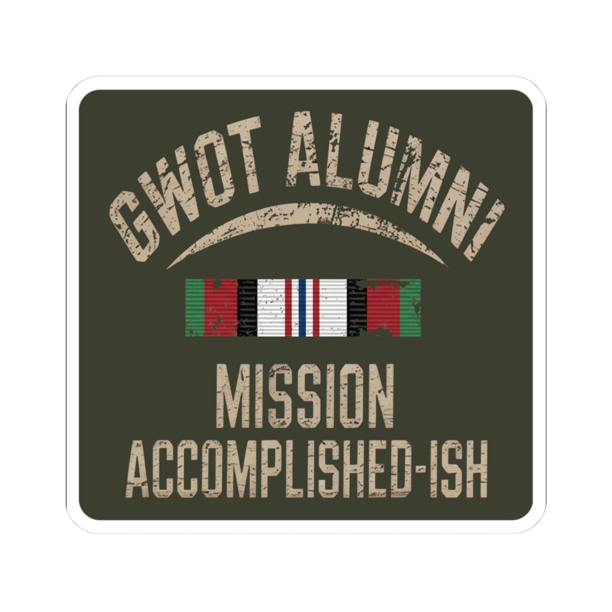 K-Factor Supply Co GWOT Alumni Mk 2 Mod 2 (ACM) Sticker 3" × 3" / White