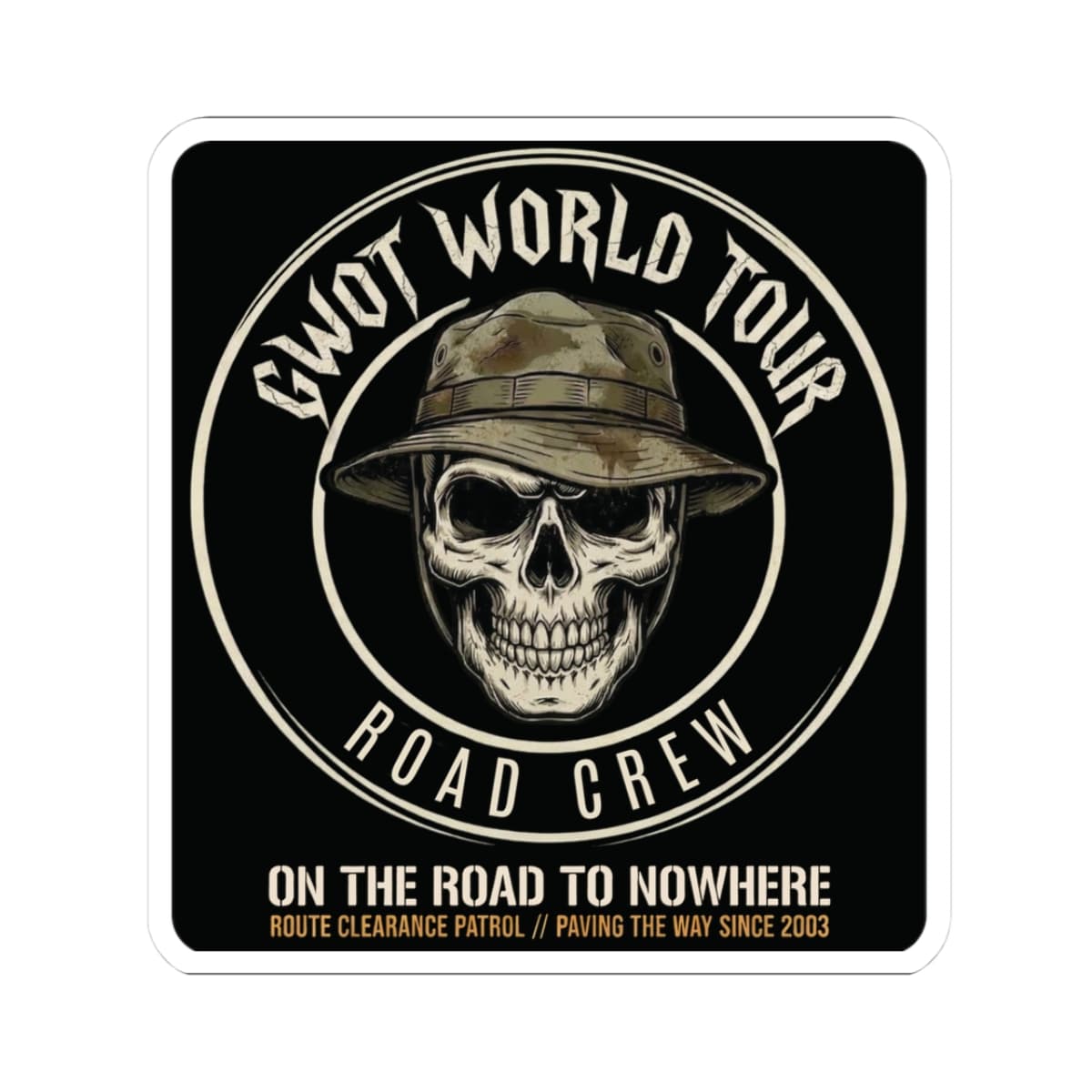 K-Factor Supply Co GWOT Road Crew Icon Sticker 3" × 3" / White