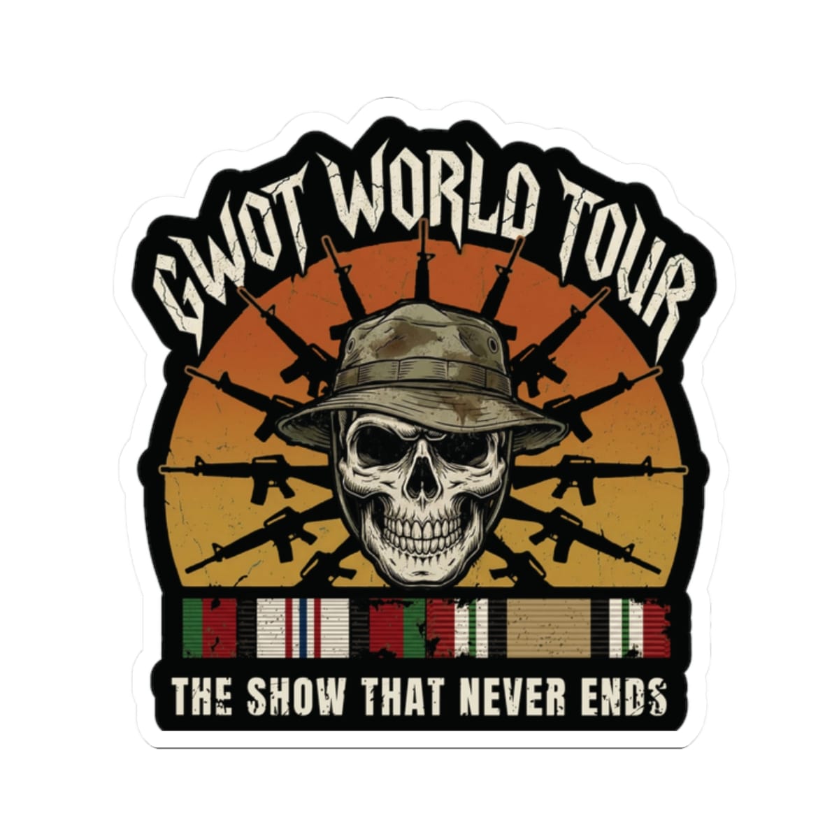 K-Factor Supply Co GWOT World Tour Mk 2 Mod 1 (AFM/ICM) Sticker 2" × 2" / White
