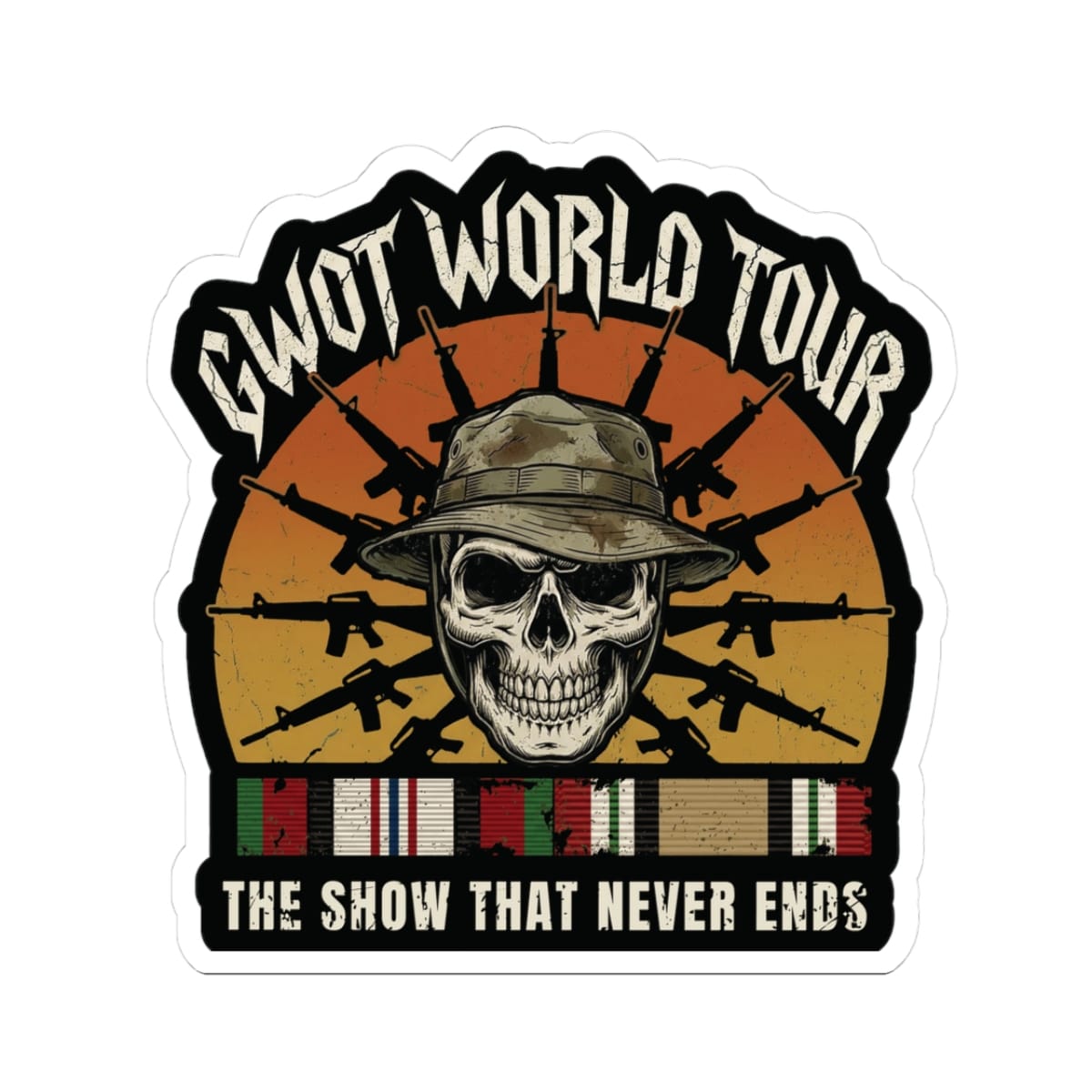 K-Factor Supply Co GWOT World Tour Mk 2 Mod 1 (AFM/ICM) Sticker 3" × 3" / White
