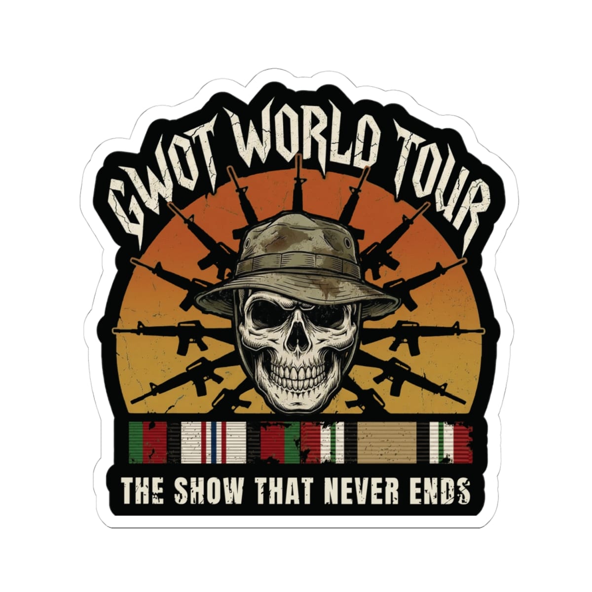 K-Factor Supply Co GWOT World Tour Mk 2 Mod 1 (AFM/ICM) Sticker 4" × 4" / White