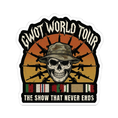 K-Factor Supply Co GWOT World Tour Mk 2 Mod 1 (AFM/ICM) Sticker 4" × 4" / White