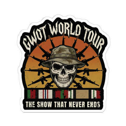 K-Factor Supply Co GWOT World Tour Mk 2 Mod 1 (AFM/ICM) Sticker 6" × 6" / White