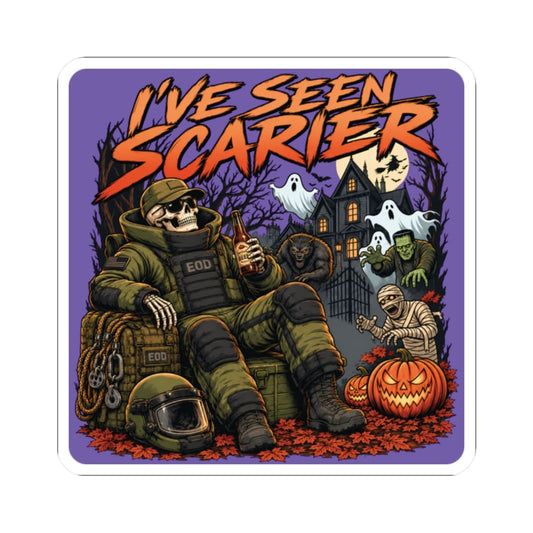 K-Factor Supply Co I've Seen Scarier (EOD) Sticker 2" × 2" / White