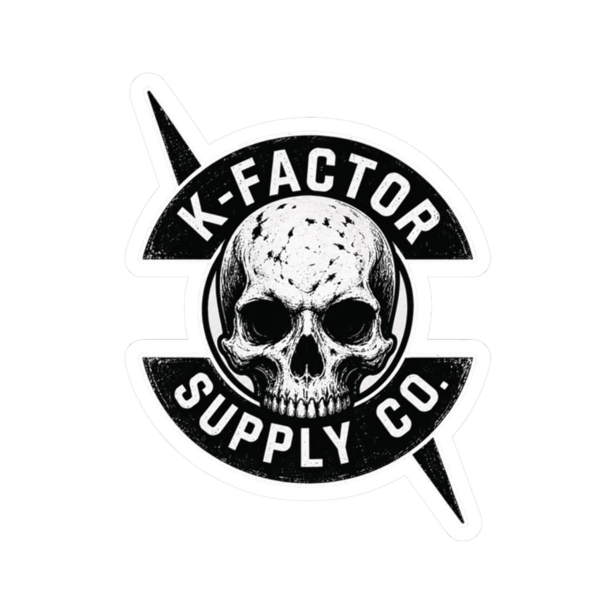 K-Factor Supply Co K-Factor Tarot Skull Logo Sticker 2" × 2" / White