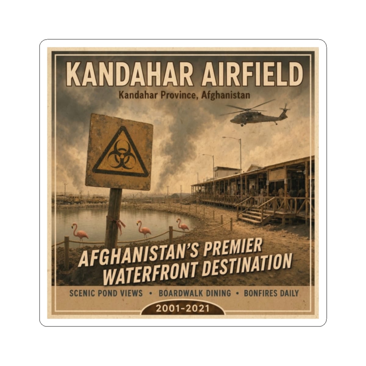 K-Factor Supply Co Kandahar Travel Sticker 2" × 2" / White