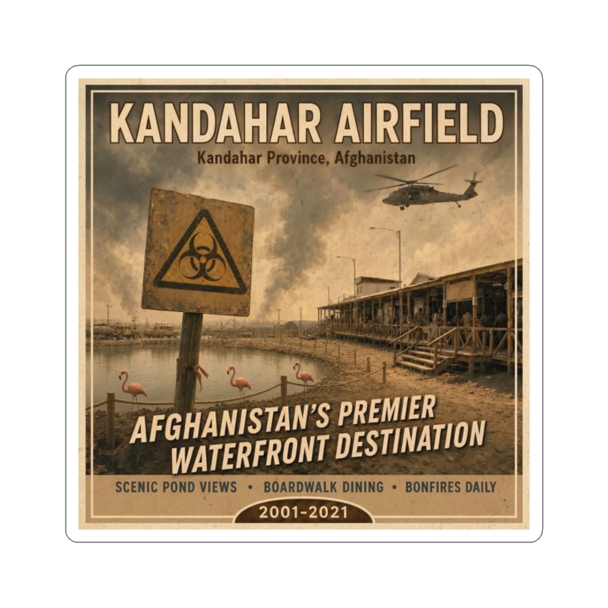 K-Factor Supply Co Kandahar Travel Sticker 3" × 3" / White