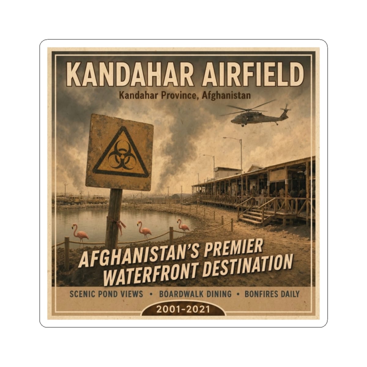 K-Factor Supply Co Kandahar Travel Sticker 4" × 4" / White