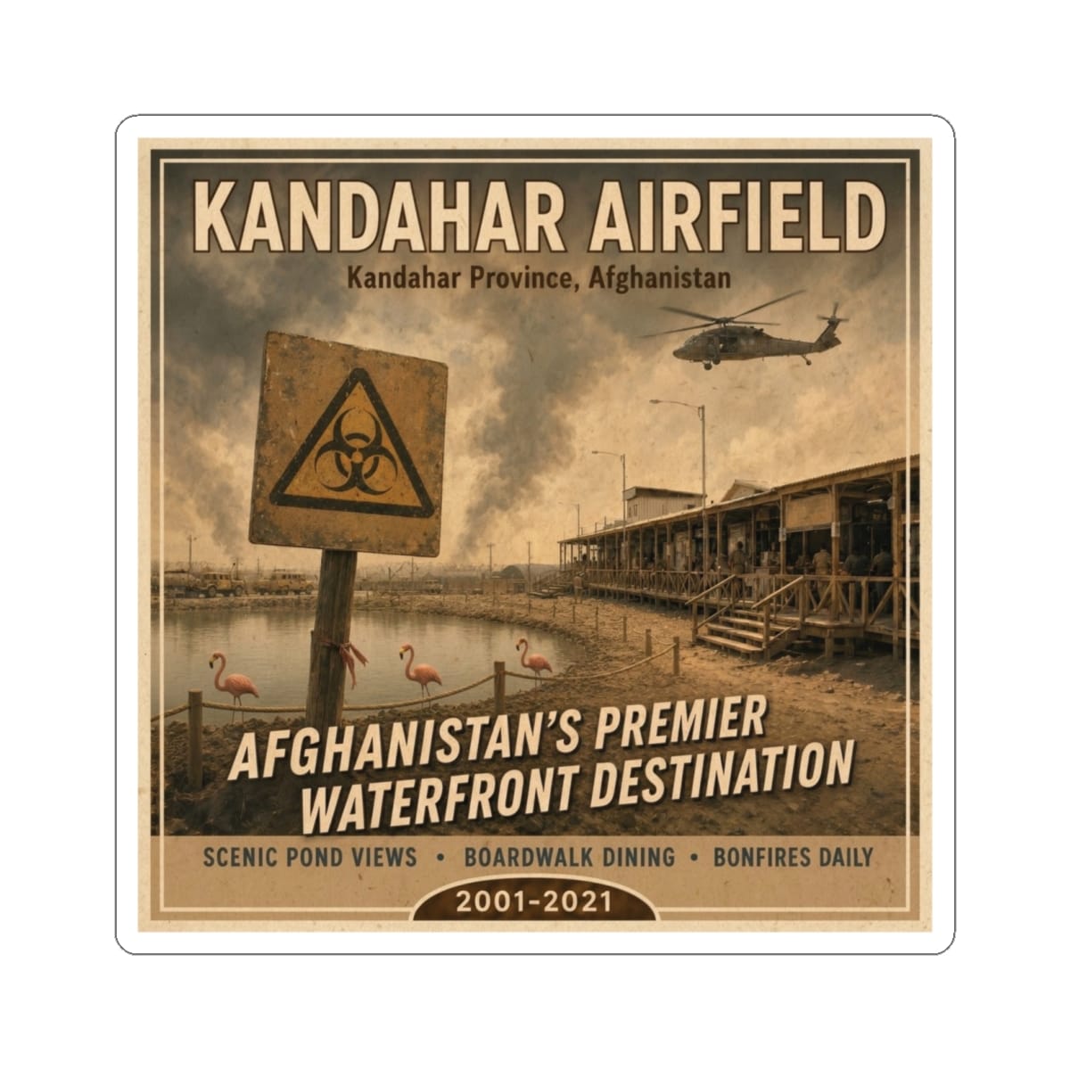 K-Factor Supply Co Kandahar Travel Sticker 6" × 6" / White