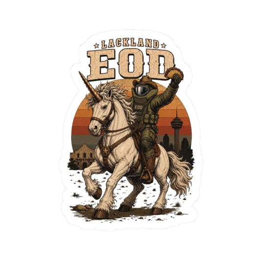 K-Factor Supply Co Lackland EOD "Lonestar Unicorn" Sticker 2" × 2"