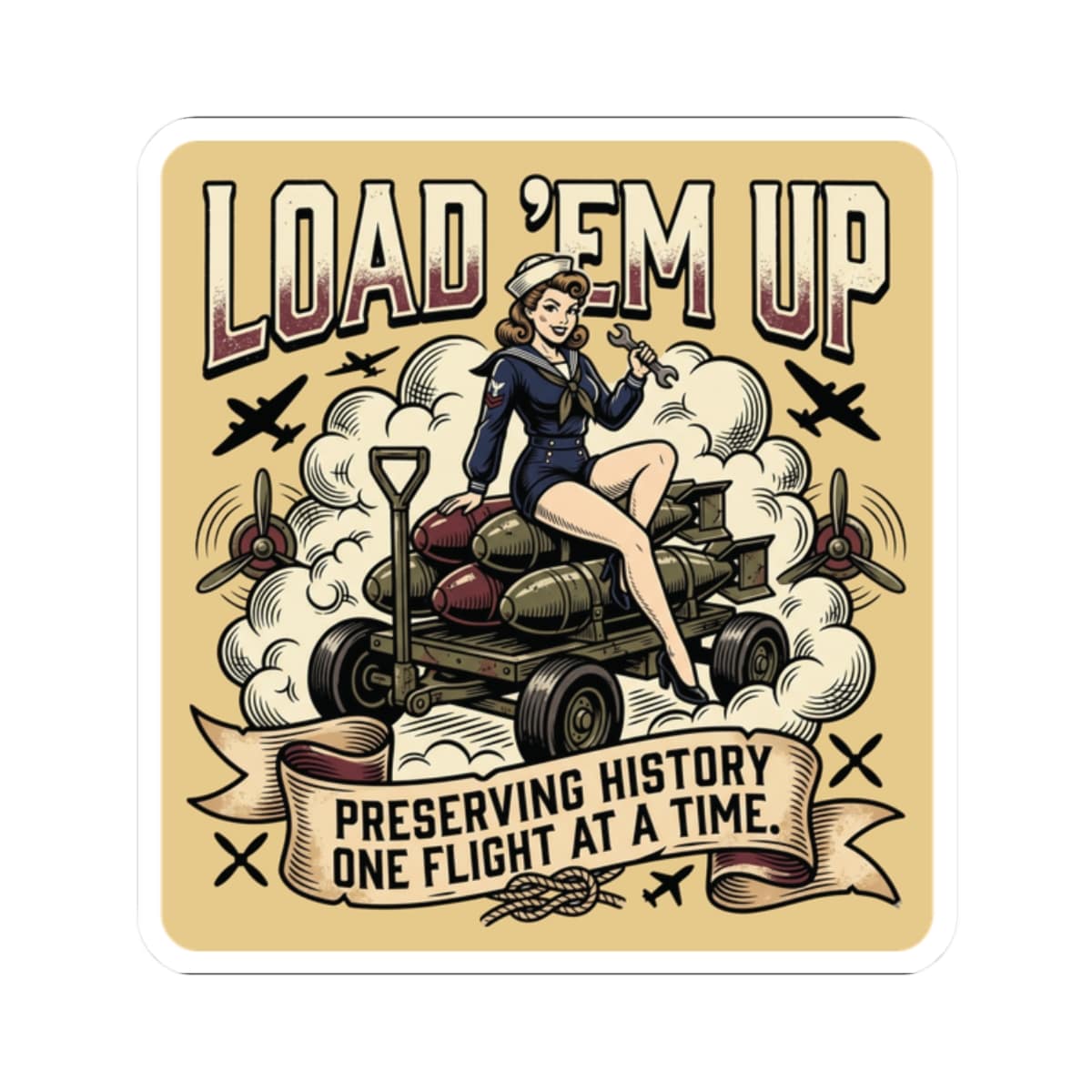 K-Factor Supply Co Load 'em Up Sticker 2" × 2"