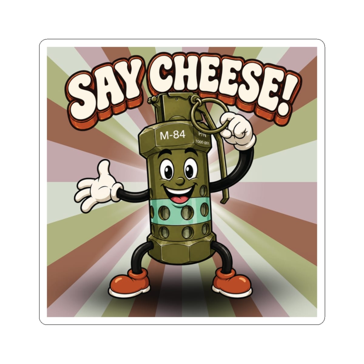 K-Factor Supply Co M-84 Say Cheese! Groovy Sticker 3" × 3"